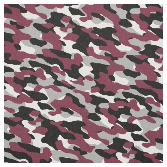Tissu Camo bordeaux, noir, blanc et gris (Échantillon)
