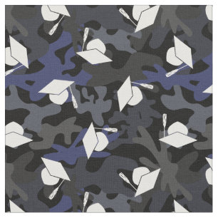 Tissu Camo noir gris bleu Motif Graduation