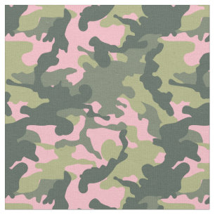 Tissu Camo rose et vert