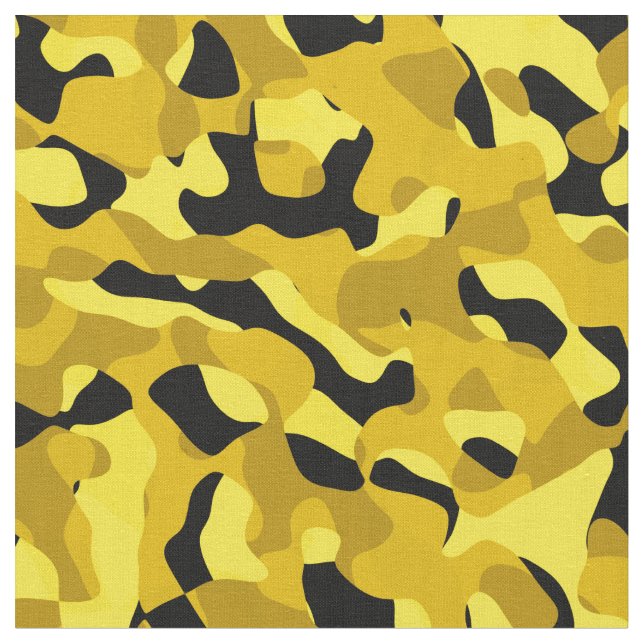 Tissu Camouflage noir et jaune Motif d'impression (Fermer)