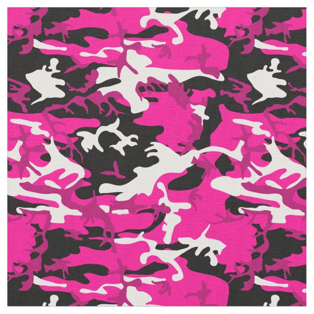 Tissu camouflage rose chaud noir blanc camo (Fermer)
