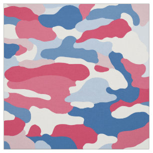 Tissu Camouflage rouge blanc et bleu