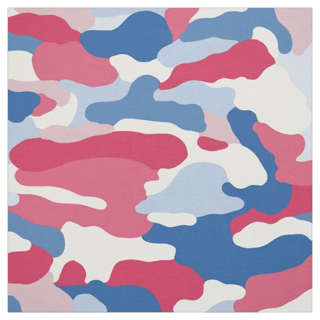 Tissu Camouflage rouge blanc et bleu (Échantillon)