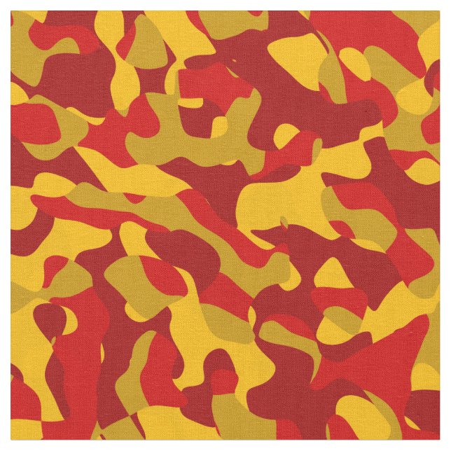 Tissu Camouflage rouge et jaune Motif d'impression (Fermer)