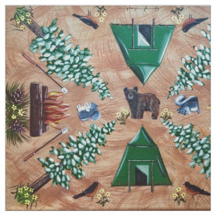 Tissu Camping Glamping & Smores Fabric