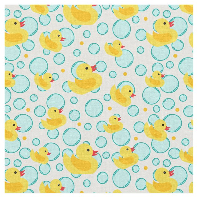 Tissu Canards en caoutchouc jaune Bubbles Motif de temps (Fermer)