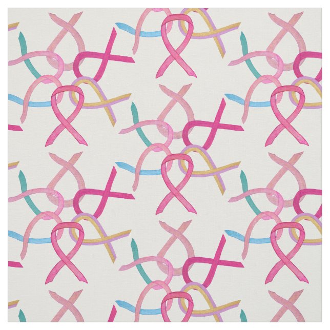 Tissu Cancer du sein Rubans de sensibilisation rose Fabr (Échantillon)