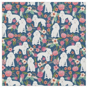 Tissu caniche à jouet floral vintage marine