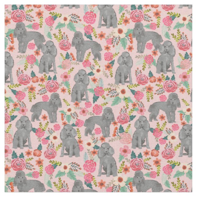 Tissu caniche à jouet vintages floraux rose (Fermer)