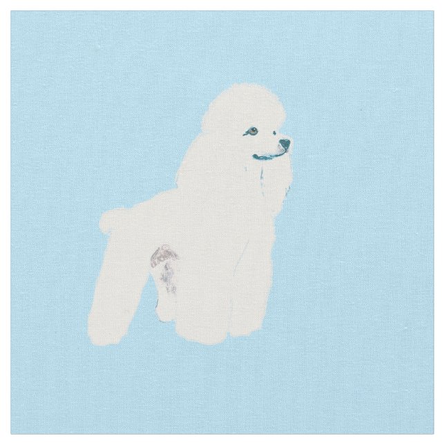 Tissu Caniche blanc sur le bleu (Fermer)