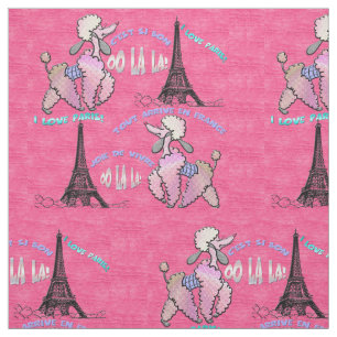 Tissu Caniche fascinant à Paris sur le rose de fraise
