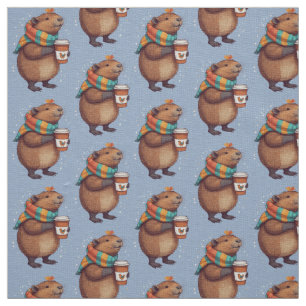 Tissu Capybara Portant Des Écarts Sirotant Un Tee De Caf