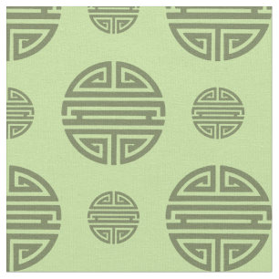 Tissu Caractère de longévité chinois Shou vert jade