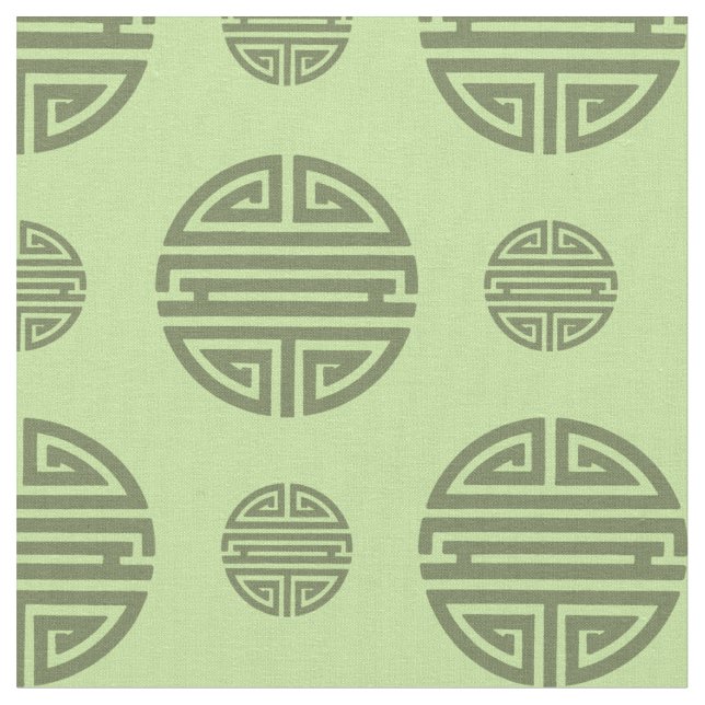 Tissu Caractère de longévité chinois Shou vert jade (Fermer)