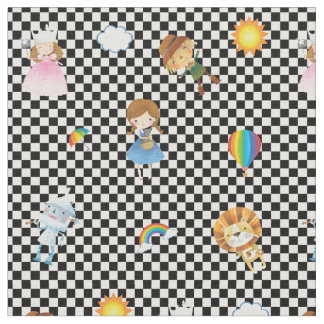 Tissu Caractères de magicien d'Oz sur noir/blanc