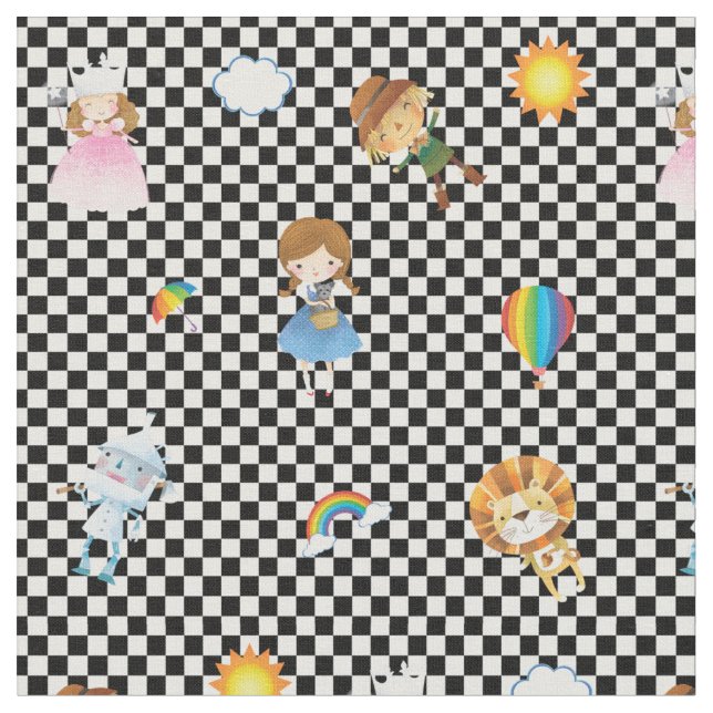Tissu Caractères de magicien d'Oz sur noir/blanc (Fermer)