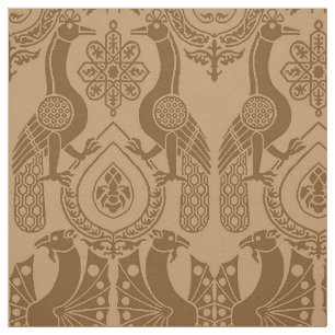 Tissu Caramel Peacocks et Dragons médiévaux