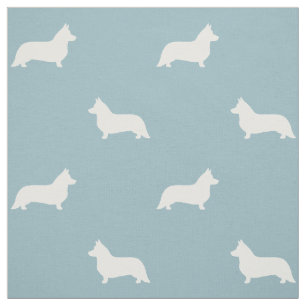 Tissu Cardigan Welsh Corgi Silhouettes Motif Bleu