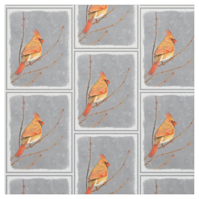 Tissu Cardinal sur la peinture de branche - Art original (Échantillon)