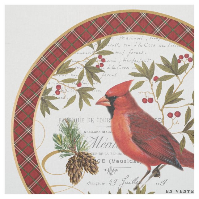 Tissu cardinal vintage moderne de bois d'hiver (Échantillon)