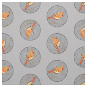 Tissu Cardinal Winter Branche Peinture Oiseau original
