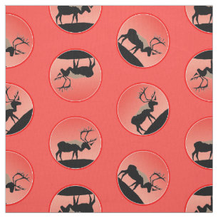 Tissu Caribou au coucher du soleil - Art animalier origi