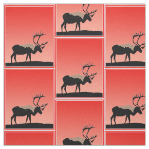 Tissu Caribou au coucher du soleil - Art original de la