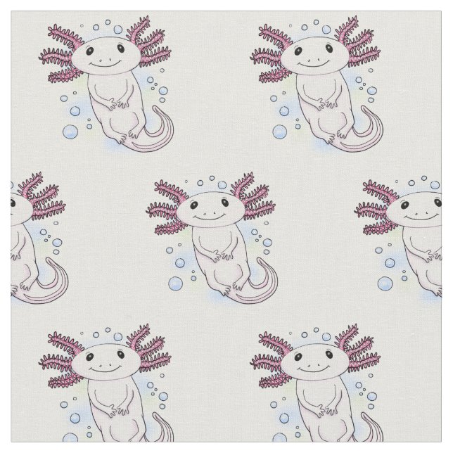 Tissu Caricature axolotl rose adorable (Fermer)