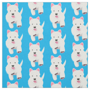 Tissu Caricature blanche de terrier de l'ouest