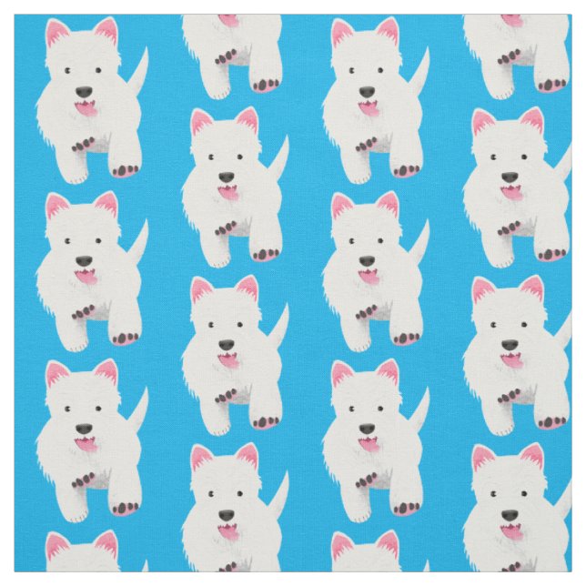 Tissu Caricature blanche de terrier de l'ouest (Échantillon)