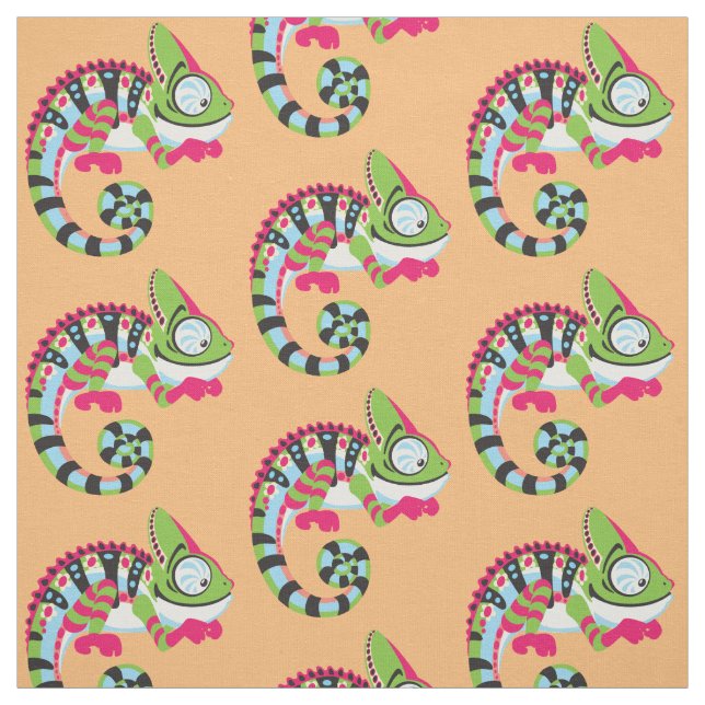 Tissu caricature caméléon (Échantillon)