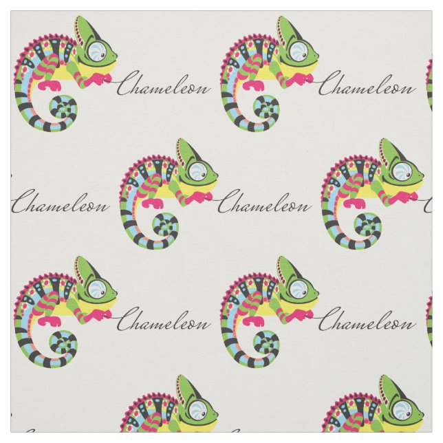 Tissu caricature caméléon (Échantillon)