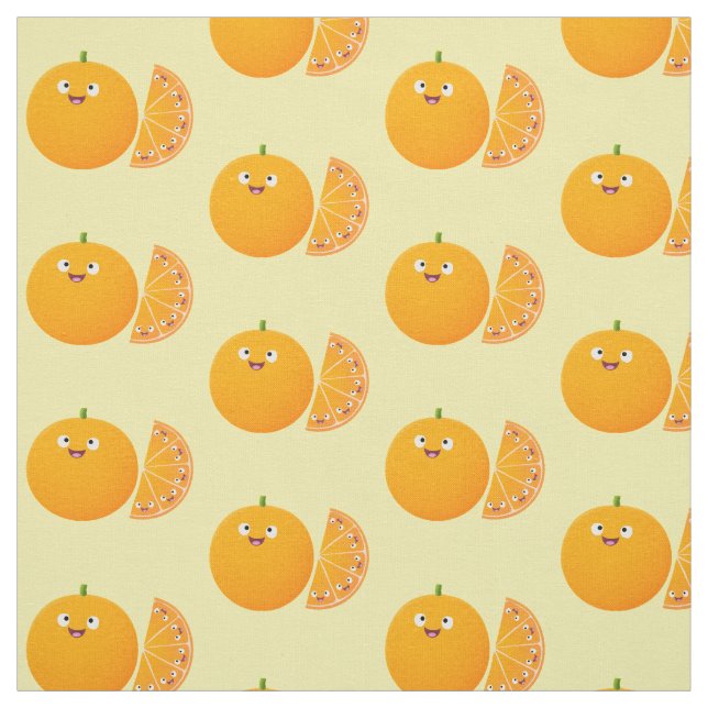 Tissu Caricature d'agrumes d'orange (Échantillon)