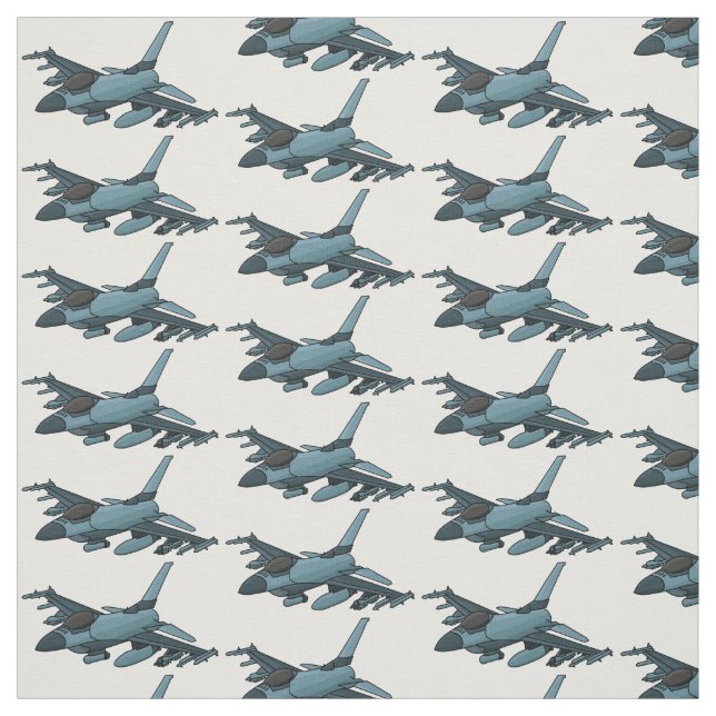Tissu Caricature d'avion de chasse militaire (Échantillon)