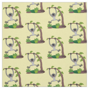 Tissu Caricature de bande de gibbon joyeux