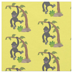 Tissu Caricature de bébé gorille joyeux