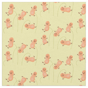 Tissu Caricature de cacahuètes joyeux sautillant