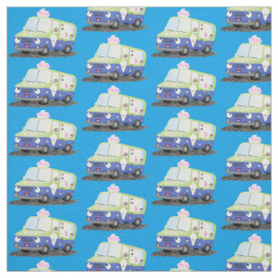 Tissu Caricature de camion de glace joli