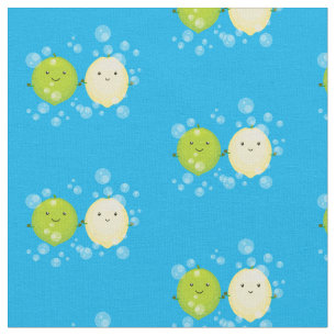 Tissu Caricature de chaux de citron joyeux