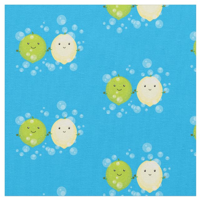 Tissu Caricature de chaux de citron joyeux (Fermer)