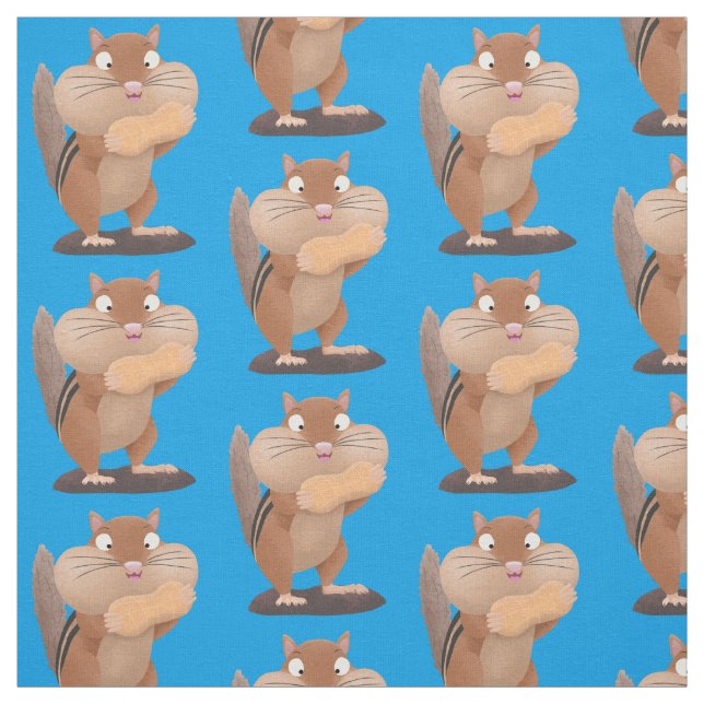 Tissu Caricature de chipmunk à grosses joues mignonnes (Échantillon)