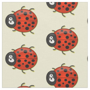 Tissu Caricature de coccinelle rouge joyeux
