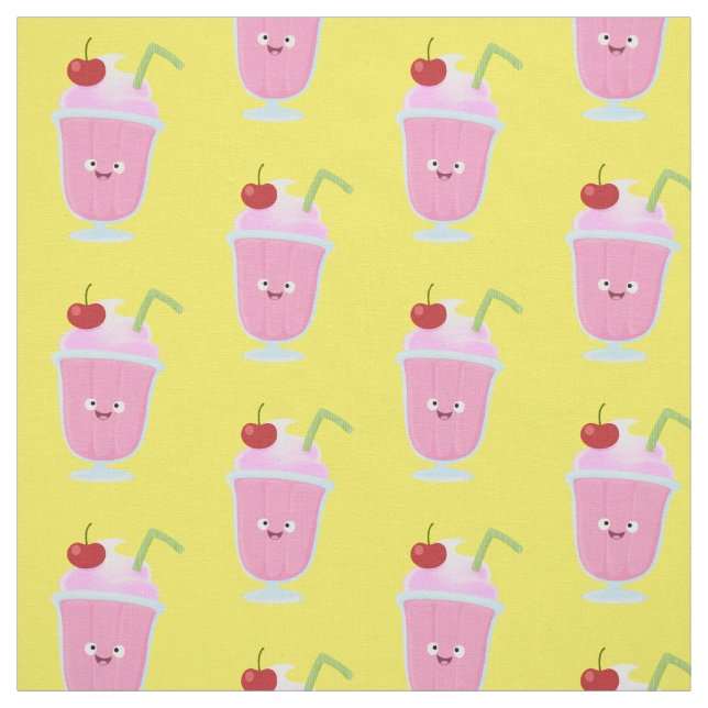 Tissu Caricature de crème glacée de fraise mignonne (Échantillon)