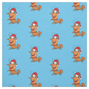 Tissu Caricature de crevettes de Noël joyeux