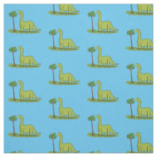 Tissu Caricature de dinosaure de brontosaurus vert migno