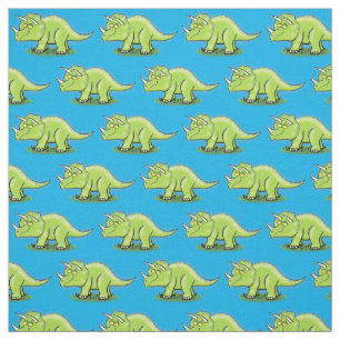 Tissu Caricature de dinosaure de triceratops vert mignon
