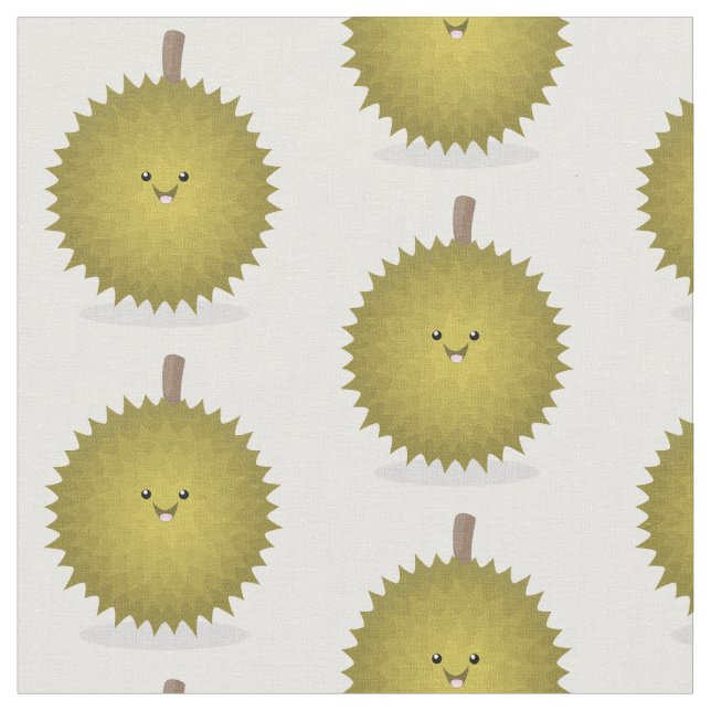 Tissu Caricature de durian joyeux (Fermer)