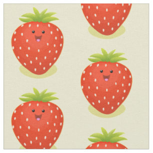 Tissu Caricature de fraise Cute kawaii illustration Wrap