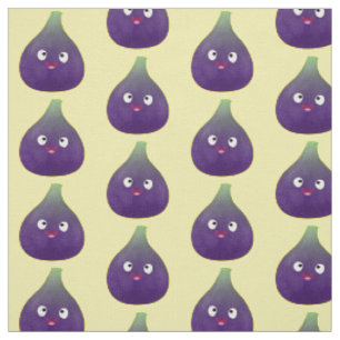 Tissu Caricature de fruits mauve joyeux aux figues