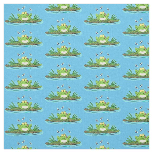 Tissu Caricature de grenouille vert mignon (Échantillon)